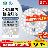 雷士（NVC）LED灯盘吸顶灯替换灯芯灯板磁吸光源灯珠灯泡24W三色3000k-6500k