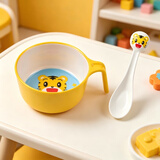 五和（WUHE）辅食碗儿童餐具宝宝吃饭碗卡通带手柄婴幼儿碗耐树脂食品级防烫 巧虎单柄碗400ML+勺子