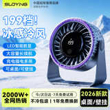 索盈【热销2000W+丨199档】桌面风扇小型宿舍床上用超静音空气循环USB充电2026新款超长续航便携迷你