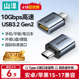 山泽Type-C转换USB3.2Gen2转接头OTG数据线 适用苹果15/16/17安卓华为手机U盘ipad耳机键鼠车载充电