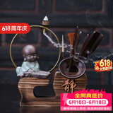 祥业 黑檀木六君子茶具配件实木底座倒流香哥窑紫砂茶宠功夫茶艺组合创意摆件 六君子-棋