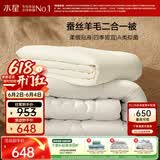 水星家纺被子 蚕丝羊毛二合一被A类冬季保暖子母被芯220×240cm约10.9斤