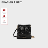 CHARLES&KEITH迷你菱格流浪包单肩斜挎双肩包包女包生日礼物送女友CK2-60782390 【S号】Black黑色 S