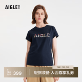 AIGLE艾高轻奢短袖T恤春夏户外休闲运动舒适圆领套头女士上衣 深海军蓝 BC511 36(160/84A)