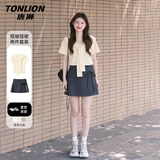 唐狮（TonLion）时尚套装女装海军领短袖t恤A字短裙两件套夏季新款休闲穿配搭衣服