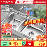 欧琳（OULIN）厨房水槽0涂层SUS304不锈钢洗菜盆洗碗池大双槽洗菜池左右可选