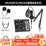 闪克（maono）外置声卡套装主播直播专业录音设备k歌修音全套手机电脑电容麦克风闪客啵啵麦 AM100+PM320S悬臂(专业直播录音)