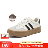 百思图时尚复古户外运动德训鞋厚底女休闲鞋V2506AM5 灰/黑绒里38
