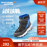 Skechers斯凯奇儿童绒绒靴雪地靴保暖男童棉鞋防寒加绒高帮女童靴660092L 男童/黑色/蓝色/BKBL 37