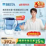 碧然德（BRITA）过滤净水器 家用滤水壶 净水壶 Marella 海洋系列 蓝色+多效滤芯12枚（含附件）