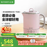北鼎（Buydeem）宿舍多功能便携式烧水壶 出差旅行必备小型电热水壶 全球可用电水壶 全自动精煮恒温水壶 0.6L 【升级款-猪猪粉】便携式烧水壶TK66