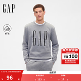 盖璞（GAP）男女装春款印花logo抓绒圆领卫衣合身上衣美版 灰色 645634 XS 美码 S亚洲码175/88A