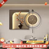 福进门简约风餐厅装饰画柿柿如意客厅钟表挂画饭厅餐桌背景墙壁画高级感 A-柿柿如意【黑色铝合金边框】 60*60+50挂钟 挂钟带灯（高端晶瓷画+铝合金）