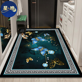 星晚入户进门口3D地垫玄关客厅防滑耐脏毯子免洗蹭灰踩脚垫可裁剪定制 3D玄关-玉蝶恋花 120*160cm