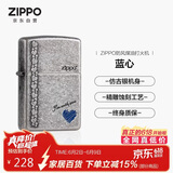 ZIPPO打火机之宝防风煤油 蓝心 仿古银 生日礼物送男友送老公 单机