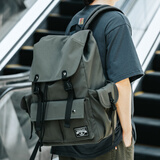 墨一大容量背包男士双肩包大学生书包电脑包短途旅游出差旅行包登山包 暗绿色