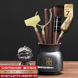 不拙茶道六君子套装功夫茶具配件茶夹子茶勺茶艺摆件茶具配件三件套 5-福运文泽茶道六君子+静心茶宠
