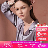 金三塔真丝睡衣女100%桑蚕丝外穿丝滑亲肤凉感套装居家服礼物 19姆米高级灰 XL
