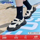斐乐（FILA）FUSION斐乐玛丽珍凉鞋女鞋凉拖魔术贴海螺沙滩鞋 微白/黑-WB 39