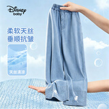 迪士尼（Disney）女童天丝牛仔裤薄款直筒裤夏儿童轻薄休闲九分裤中大童牛仔蓝150