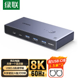 绿联（UGREEN）KVM切换器2进1出 HDMI2.1切屏器 8K60Hz超清共享器 适用USB打印机/键鼠接两台电脑共享显示器25124