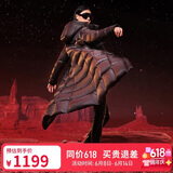 坦博尔鹅绒黑金羽绒服女长款收腰连帽加厚保暖外套TD236890 黑色 165