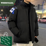 WHIM NASA男士棉衣棉服男冬季2026新款外套男生棉袄羽面包绒服男短款青少年 黑色 2XL