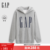 GAP男女装春款logo印花抓绒宽松运动连帽衫卫衣786920 灰色 M (170/92A)亚洲尺码【偏大,建议拍小一码】