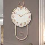 康巴丝（Compas）客厅挂钟石英钟表现代创意摇摆壁挂时钟艺术装饰电子表 白金雅白超安静超省电 1cm