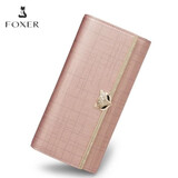金狐狸（FOXER）牛皮女士钱包大容量长款卡包钱票夹手拿包零钱包轻奢女友生日礼物