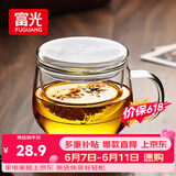 富光花茶杯透明茶杯内胆茶水分离杯办公室玻璃杯子水杯350ml