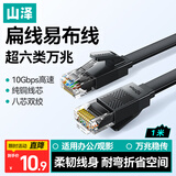 山泽超六类网线 1米 CAT6A类万兆扁平纯铜网线 家用电脑宽带监控网络连接成品跳线 黑色BU6A010