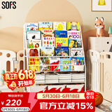SOFS儿童书架绘本架简易落地宝宝小书柜铁艺幼儿置物架书本玩具收纳架 XL码 (5+2)层 3盒
