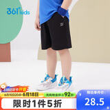 361°儿童短裤夏季男女童3-12岁透气运动裤梭织五分裤 黑 120