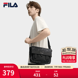 FILA【黑武士】斐乐官方男包斜挎包老花轻便防泼水挎包复古老花单肩包 正黑色-BK XS