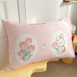 洁梦雅（jiemengya） 纯棉学生儿童卡通枕套定做婴儿宝宝枕头套单人全棉布斜纹枕芯套 提花兔 A 单只 60cm*40cm