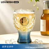 乐唯诗（LOVWISH）网红个性精酿啤酒杯玻璃杯创意大容量家用高脚杯女生牛奶果汁杯 逐梦足球杯【渐变蓝】400ml*1