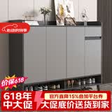 普派鞋柜家用门口鞋架现代简约客厅入户玄关柜大容量鞋柜收纳柜 深灰色120*32*100cm