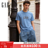 GAP男女装春季款纯棉字母logo短袖T恤常规上衣美版570044 深蓝色 L 美码 XL亚洲码185/104A 【偏小，建议选大一码】