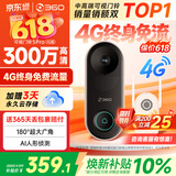 360可视门铃5Pro4G 300万高清2K摄像头家用监控智能猫眼门前监控无需wifi4G终身免费流量