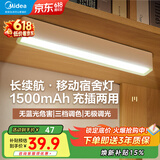 美的（Midea） LED小夜灯卧室柔光充电式床头灯小台灯节能免安装磁吸护眼台灯 【充插两用】三档色温+无极调光