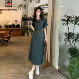 AEMAPE牛仔连衣裙女2026夏季新款小众设计高级感气质港味复古长裙子女装 MX-1-3201_复古蓝 M