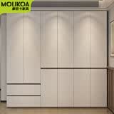 MOLIKOA欧松板免拉手衣柜家用卧室18mm加厚板组合柜子现代简约分段式衣橱 1.6米四门衣柜（加厚18mm板材） 高度2米【送货入户包安装】