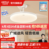 欧普照明（OPPLE）风扇灯吊扇灯隐形扇卧室餐厅超静音全光谱1级能效风扇一体灯饰 1级能效-白-36寸36瓦-遥控