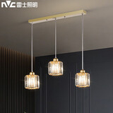 雷士（NVC）简约北欧风餐吊灯餐厅灯餐桌灯吊灯三头金色水晶玻璃（不带光源）
