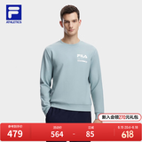 FILA斐乐官方卫衣男子针织长袖套头衫秋冬季简约休闲圆领健身运动上衣 蓝灰色-BU M 170/92A