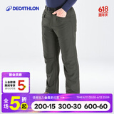 迪卡侬（DECATHLON）保暖抓绒户外徒步软壳裤男加厚加绒防风裤防风防泼水 NH100 军绿色 38