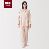 MUJI女式 无侧缝双层纱织 睡衣 家居服套装纯棉女装 浅粉红色6A M