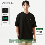 LACOSTE法国鳄鱼男女同款春夏简约字母纯棉款式圆领短袖T恤|TH2748 DNQ/黑色 L /180