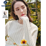 Navigare小帆船女士全羊毛亲肤通勤弹力圆领毛衣2334004503